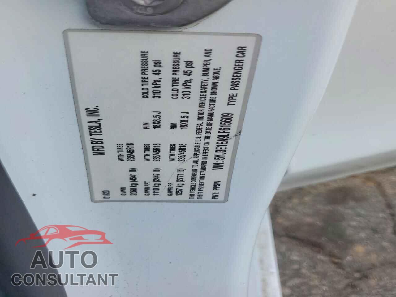 TESLA MODEL 3 2020 - 5YJ3E1EA9LF615609