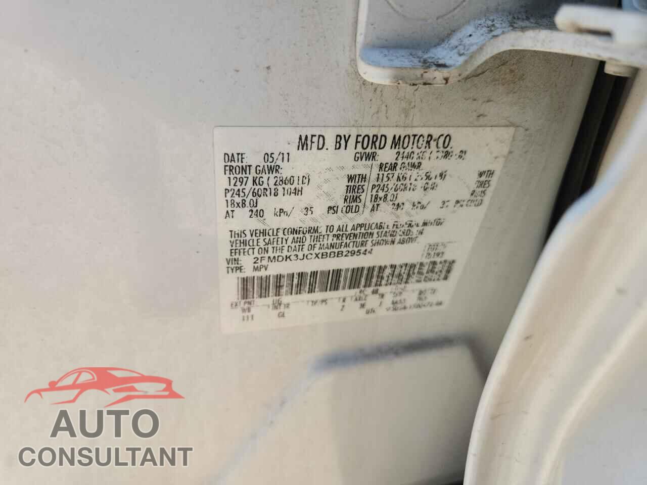 FORD EDGE 2011 - 2FMDK3JCXBBB29544