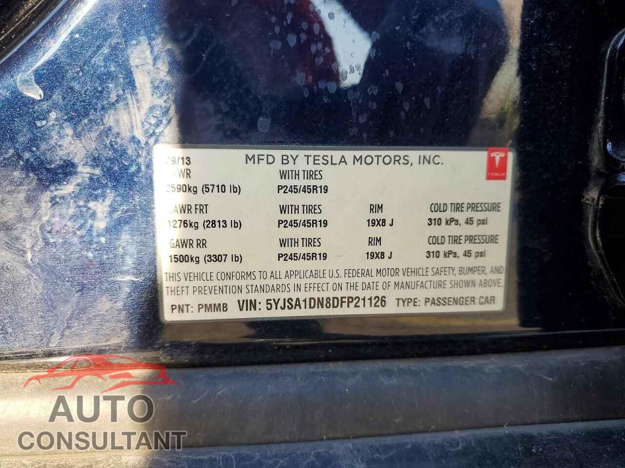 TESLA MODEL S 2013 - 5YJSA1DN8DFP21126