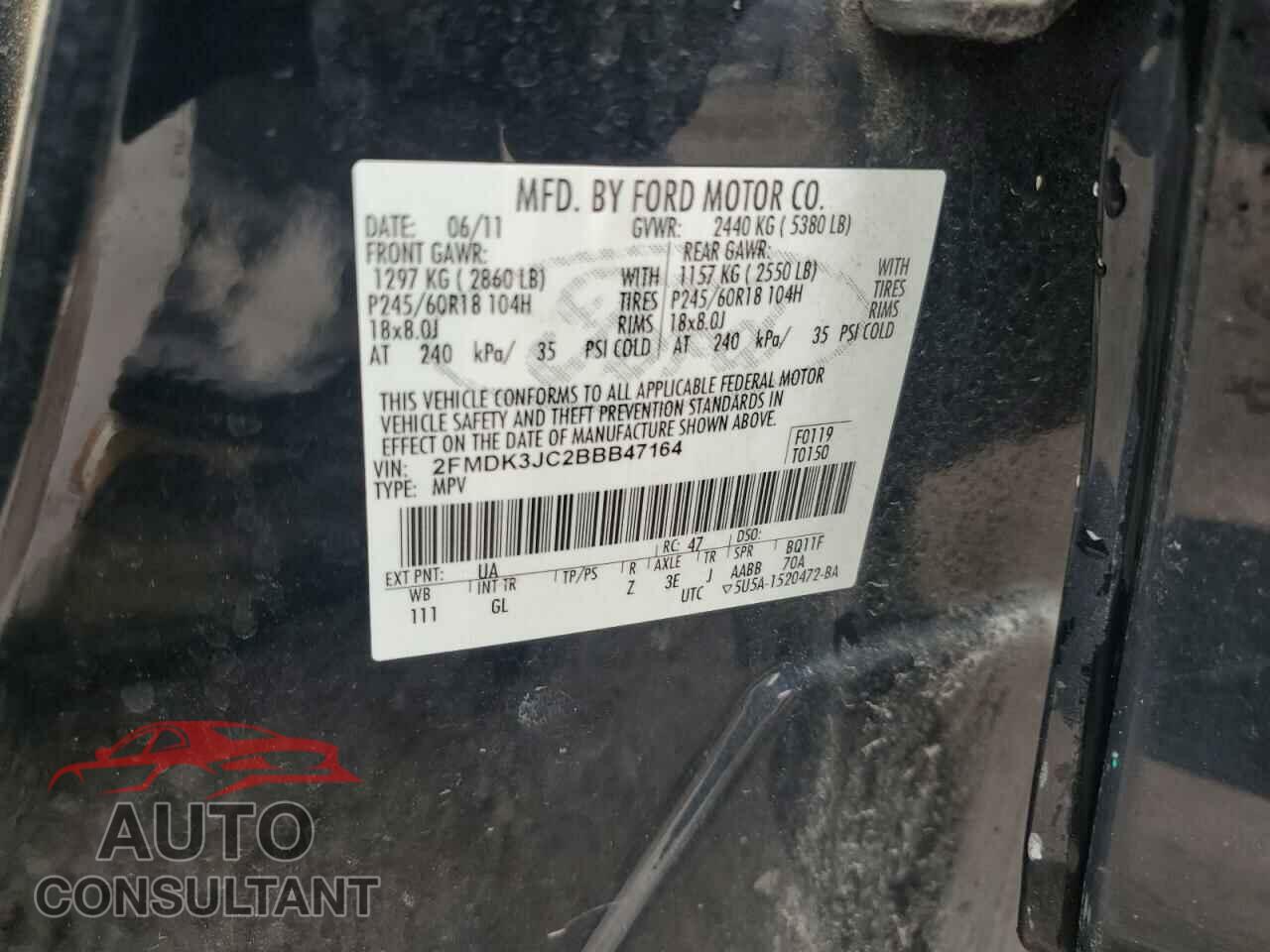 FORD EDGE 2011 - 2FMDK3JC2BBB47164