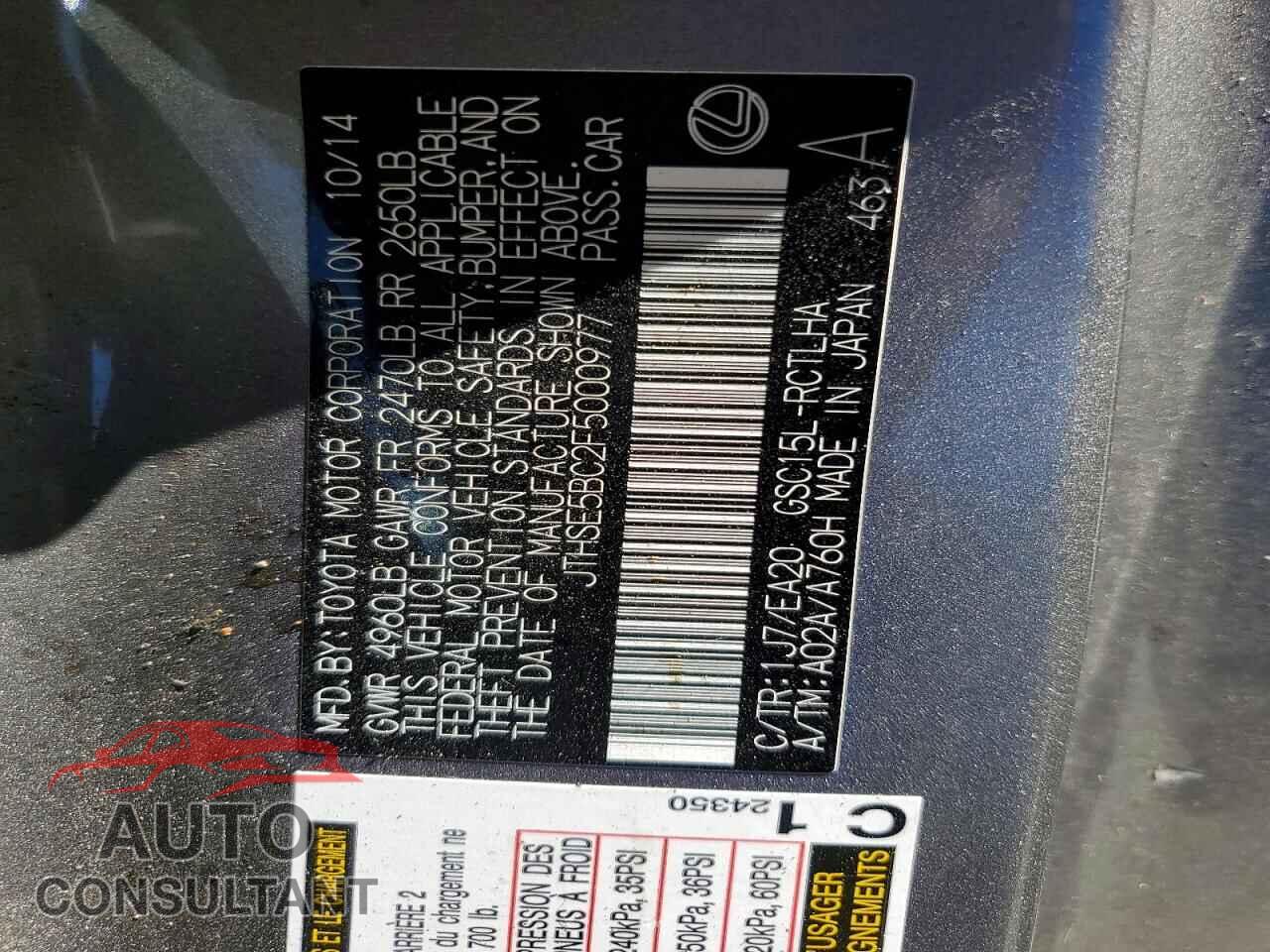 LEXUS RC350 2015 - JTHSE5BC2F5000977