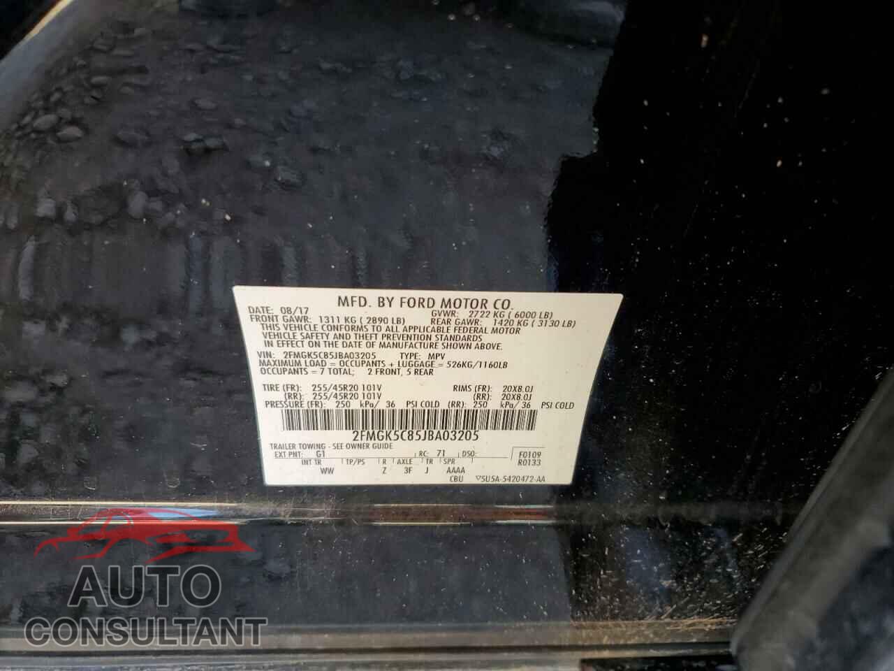 FORD FLEX 2018 - 2FMGK5C85JBA03205