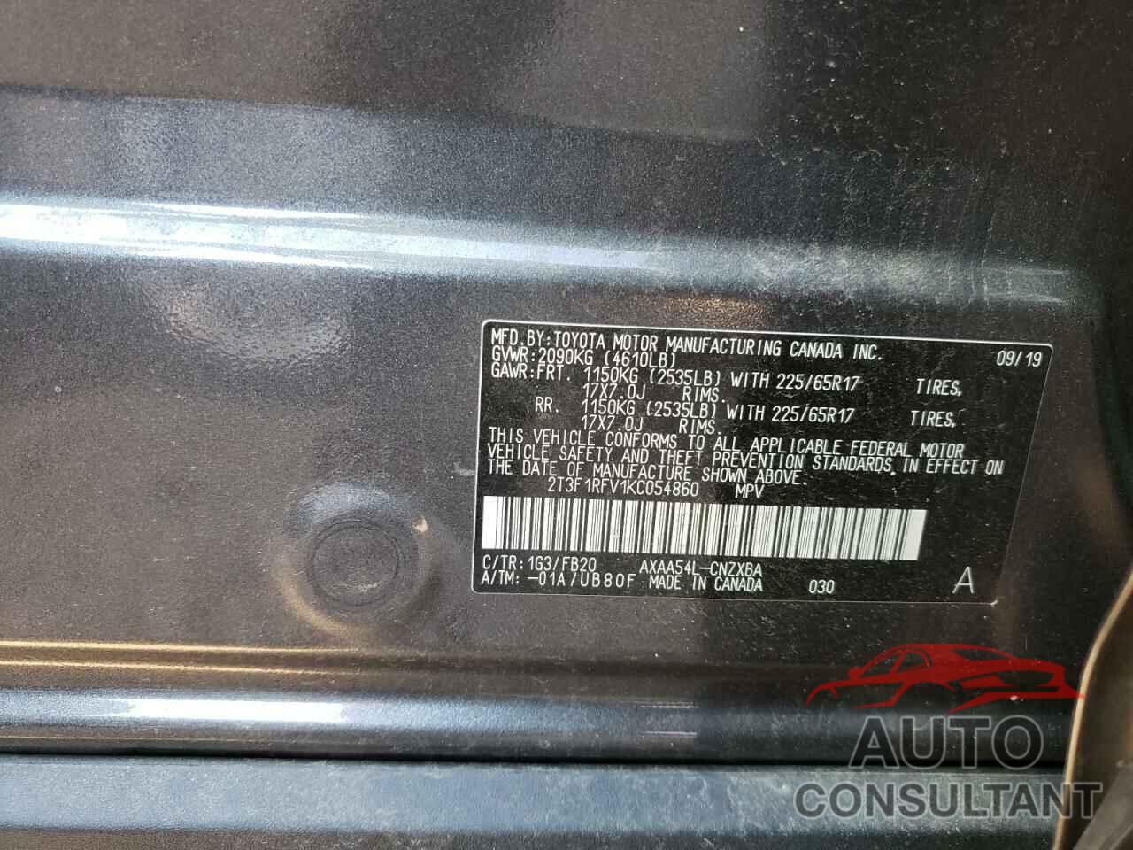 TOYOTA RAV4 2019 - 2T3F1RFV1KC054860