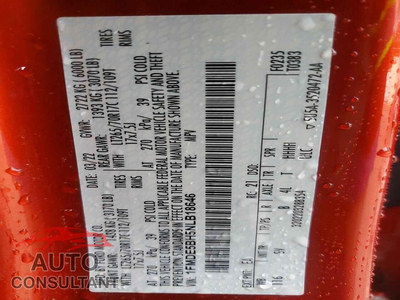 FORD BRONCO 2022 - 1FMDE5BH5NLB18646