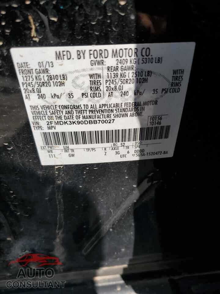 FORD EDGE 2013 - 2FMDK3K90DBB70027
