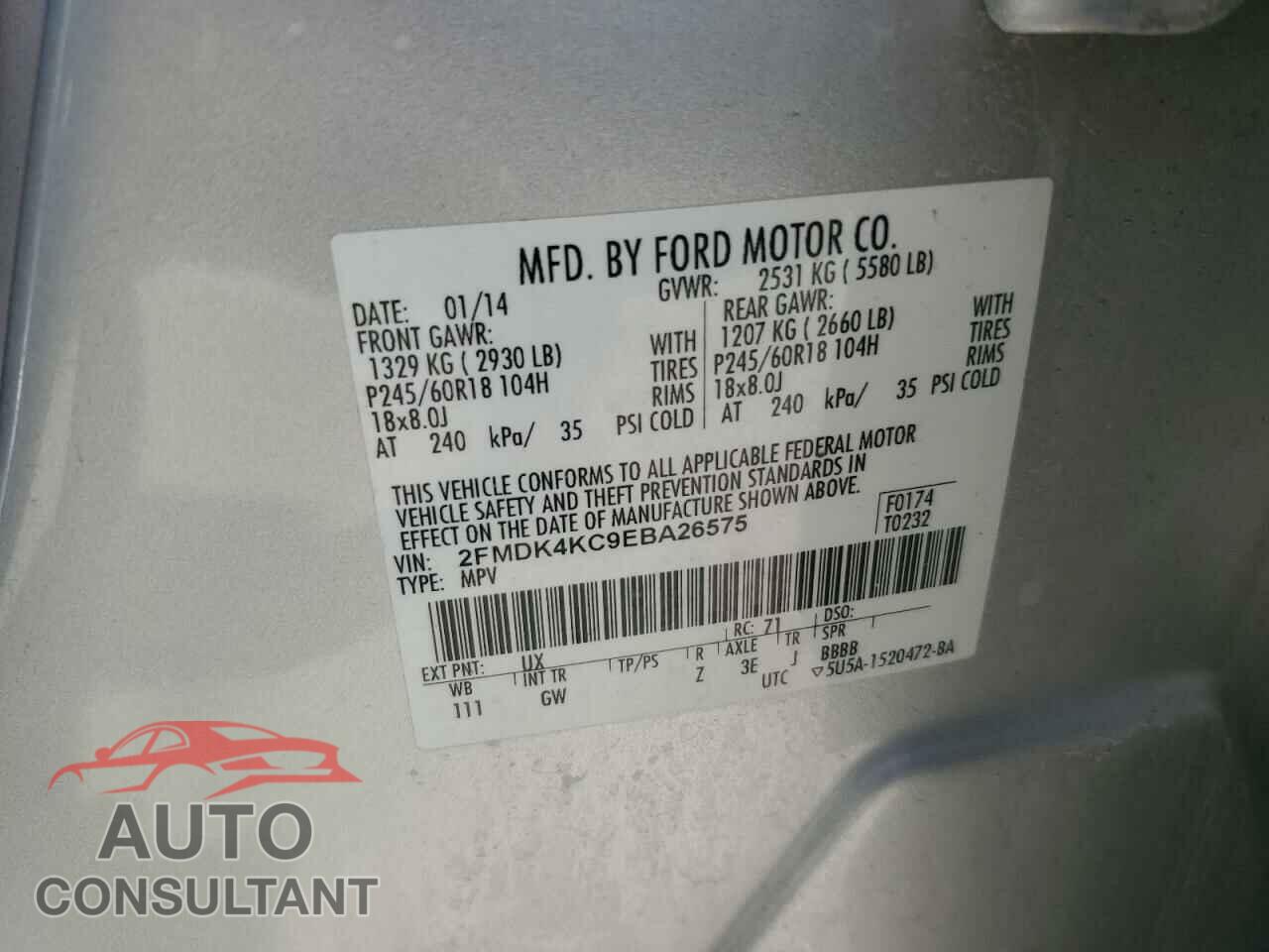 FORD EDGE 2014 - 2FMDK4KC9EBA26575