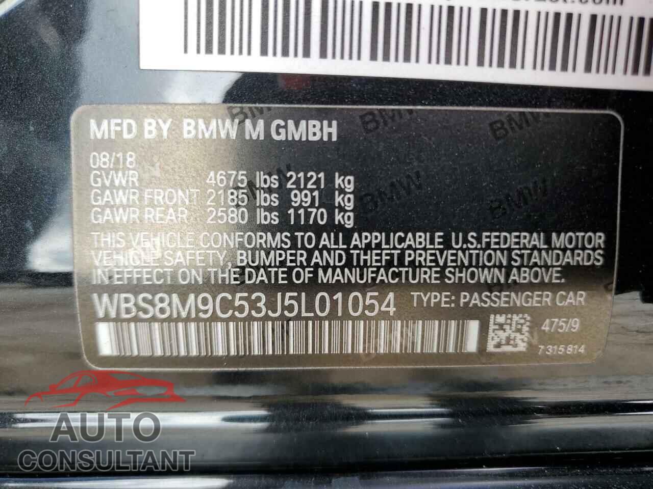 BMW M3 2018 - WBS8M9C53J5L01054