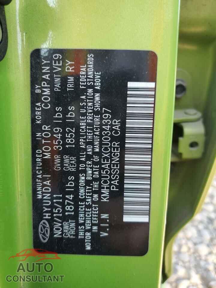 HYUNDAI ACCENT 2012 - KMHCU5AEXCU034397
