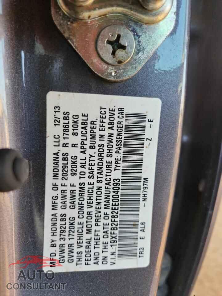 HONDA CIVIC 2014 - 19XFB2F82EE004093