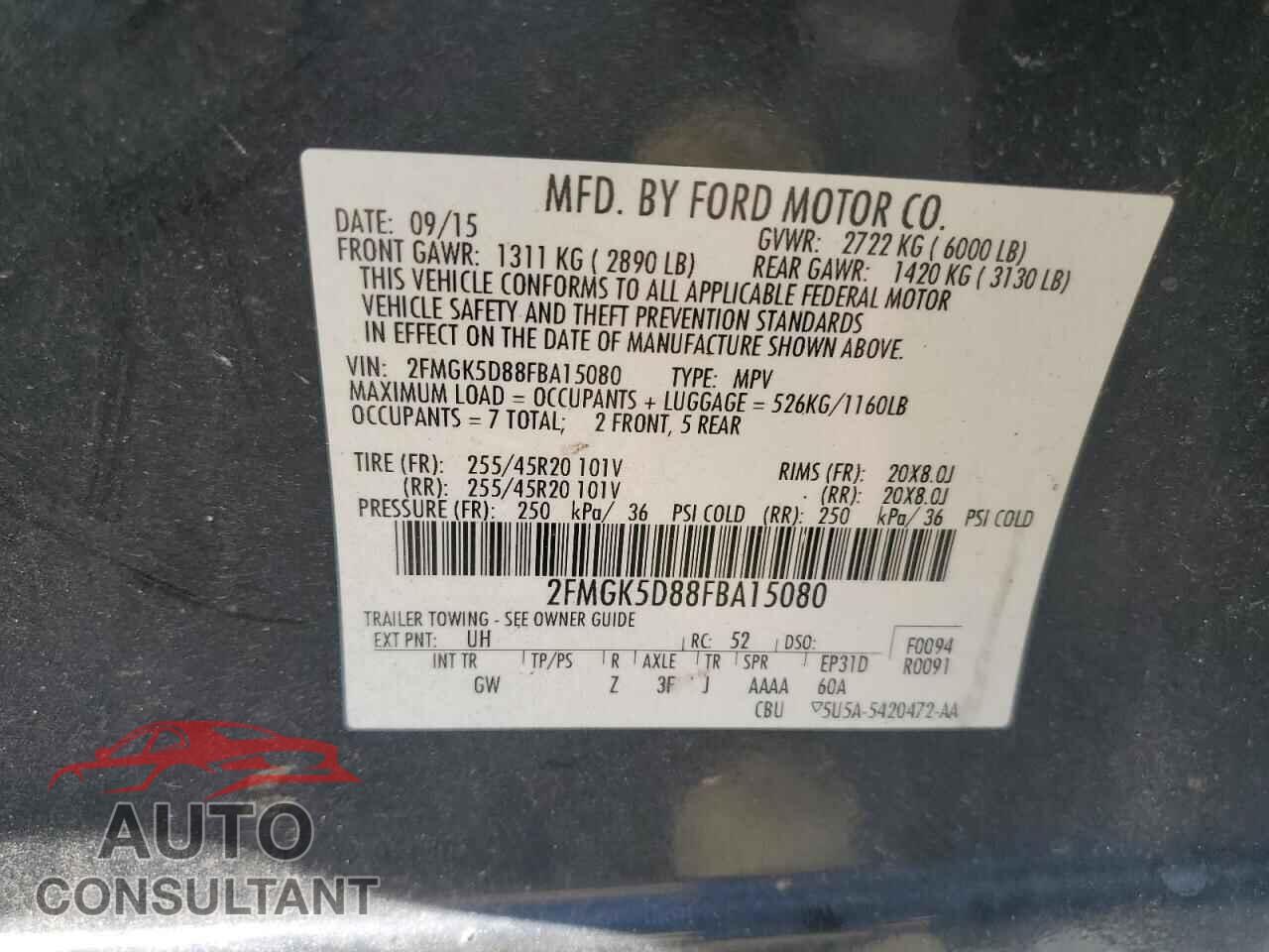 FORD FLEX 2015 - 2FMGK5D88FBA15080