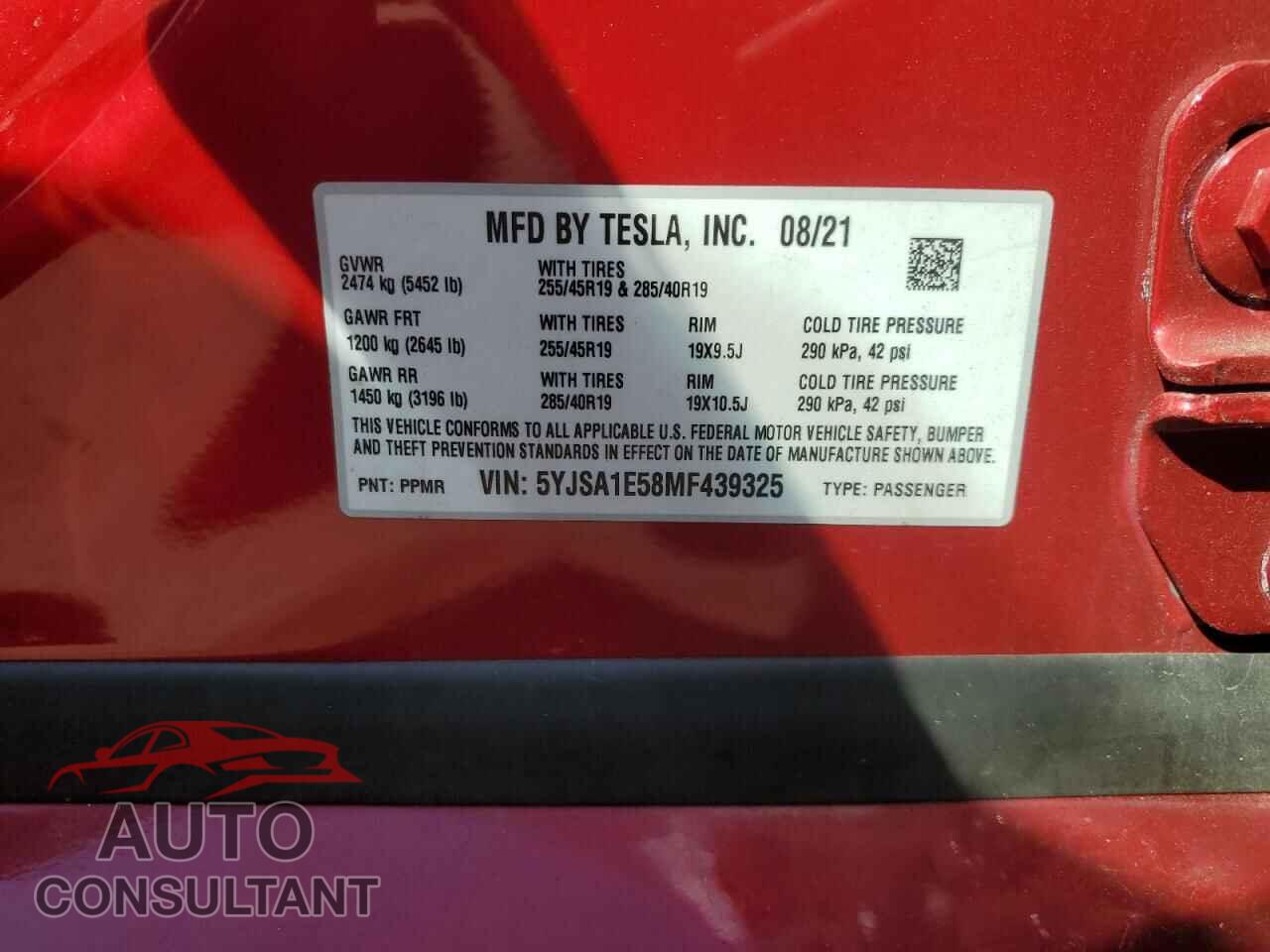 TESLA MODEL S 2021 - 5YJSA1E58MF439325