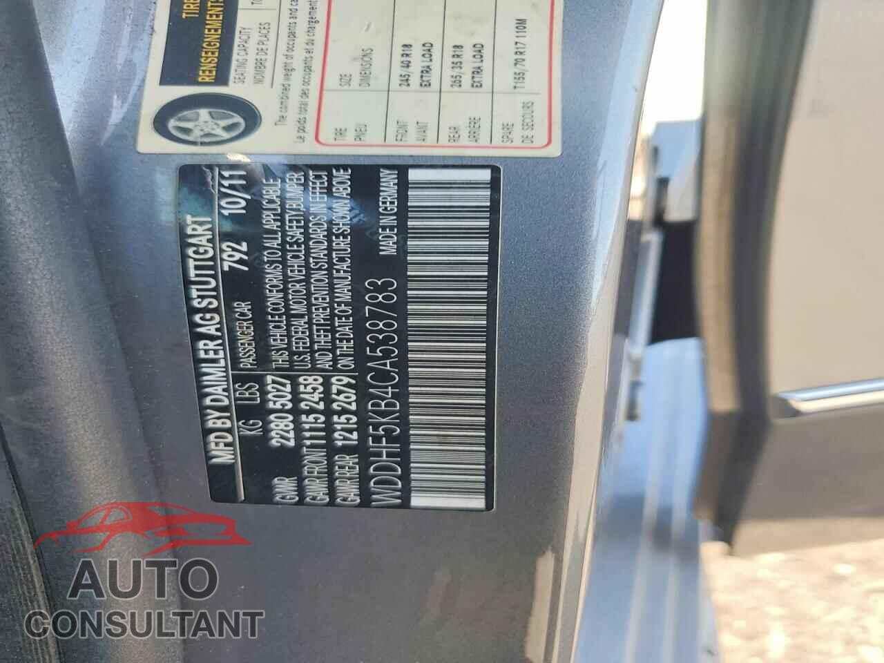 MERCEDES-BENZ E-CLASS 2012 - WDDHF5KB4CA538783