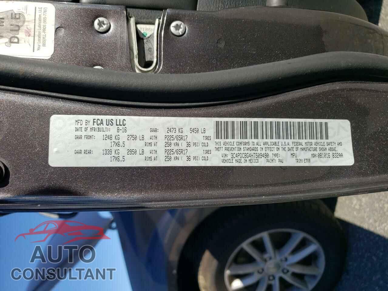 DODGE JOURNEY 2017 - 3C4PDCBG4HT509490