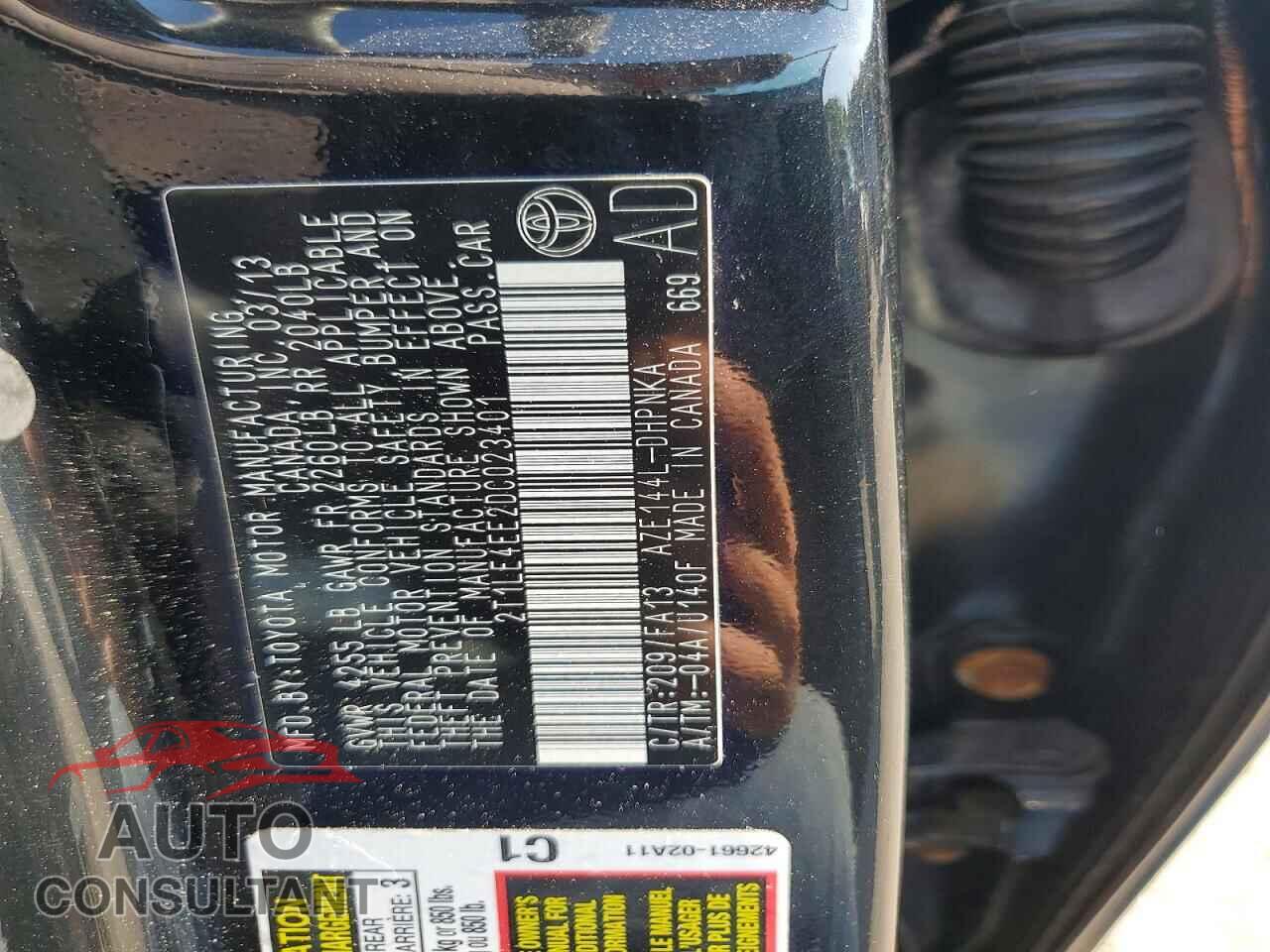 TOYOTA COROLLA 2013 - 2T1LE4EE2DC023401