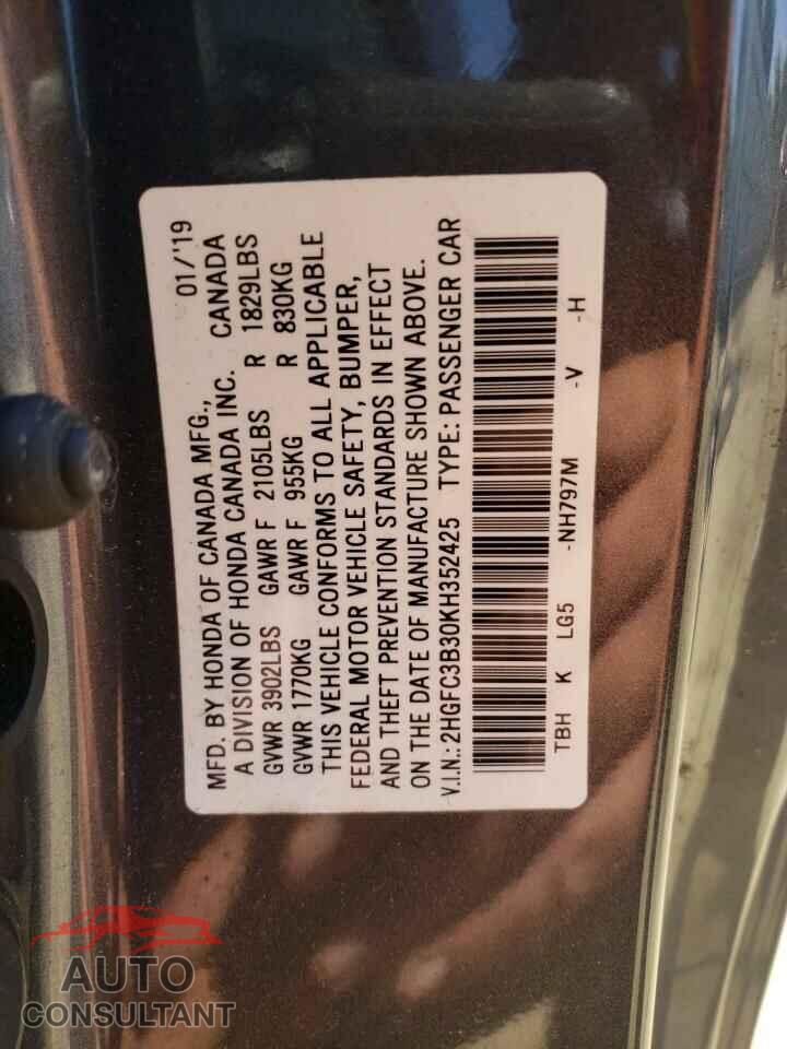 HONDA CIVIC 2019 - 2HGFC3B30KH352425