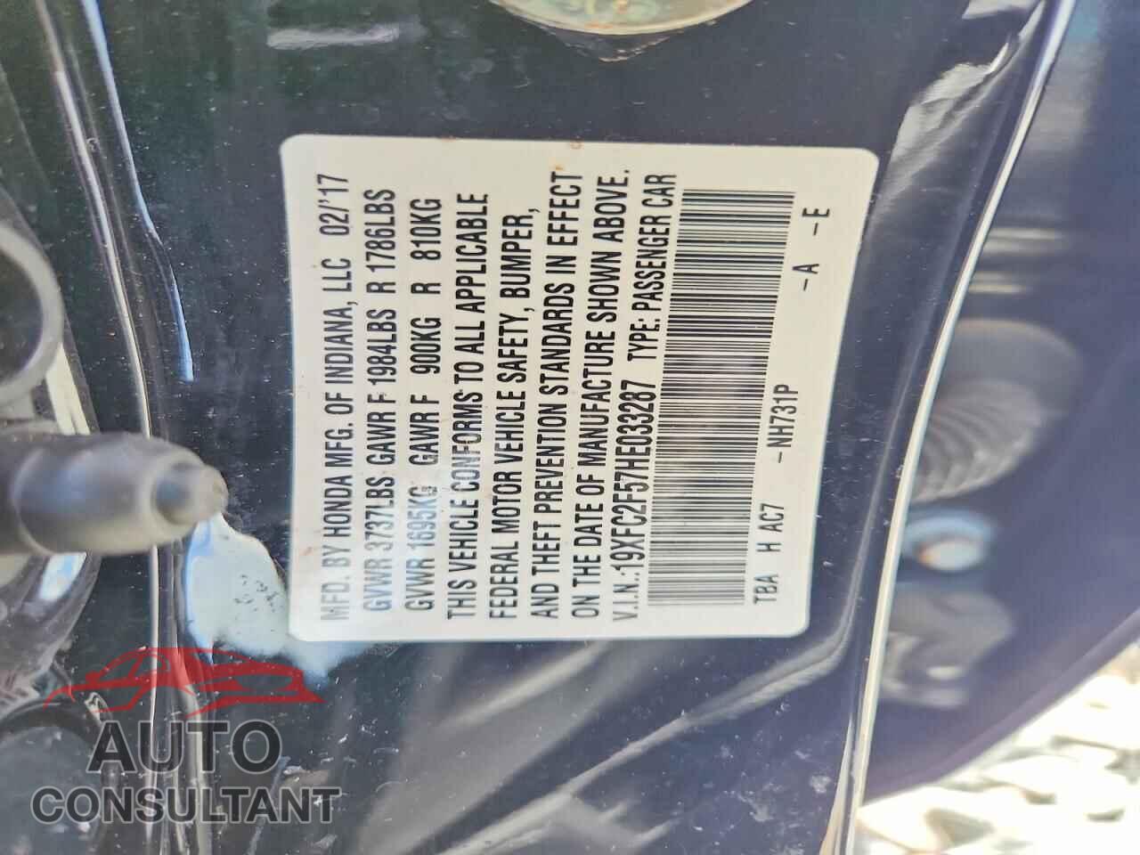 HONDA CIVIC 2017 - 19XFC2F57HE033287