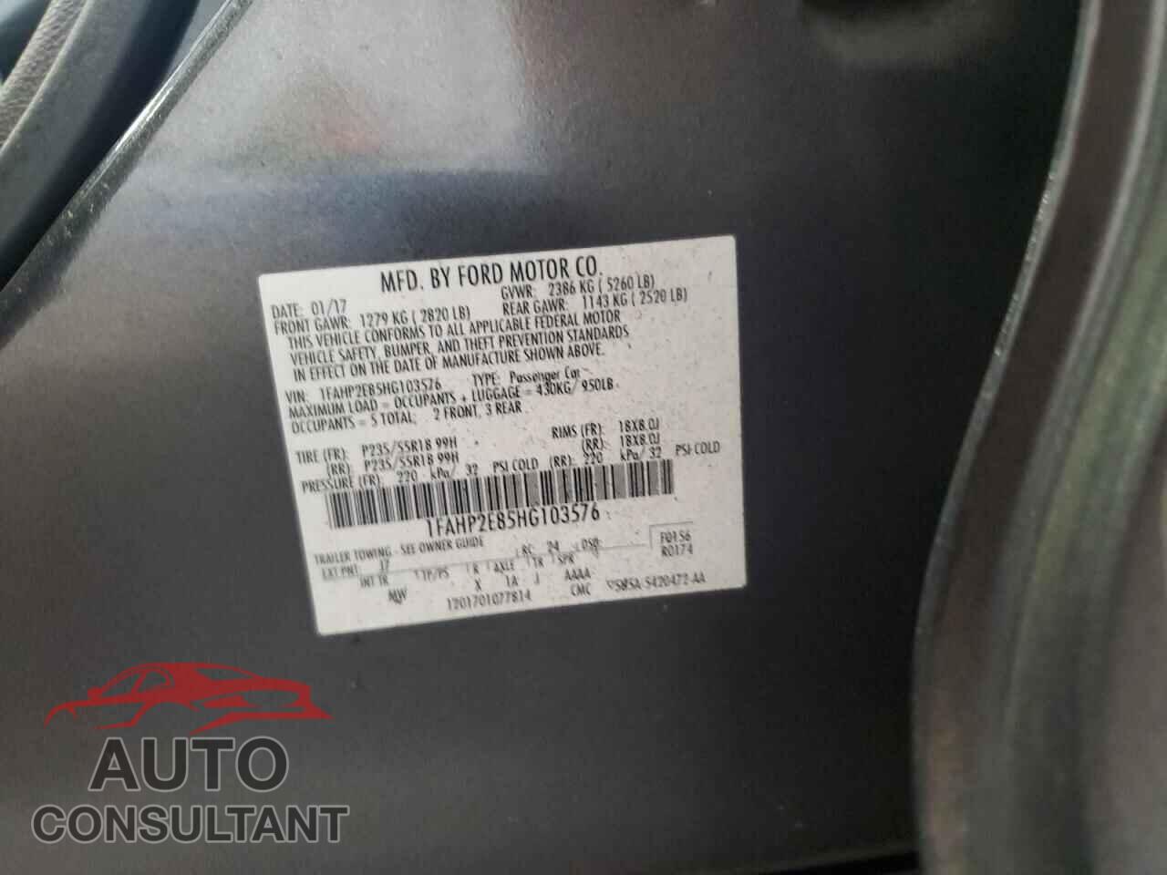 FORD TAURUS 2017 - 1FAHP2E85HG103576