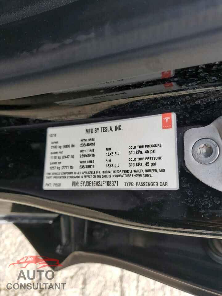 TESLA MODEL 3 2018 - 5YJ3E1EA2JF108371