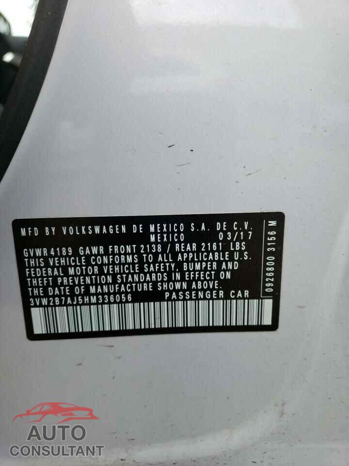 VOLKSWAGEN JETTA 2017 - 3VW2B7AJ5HM336056