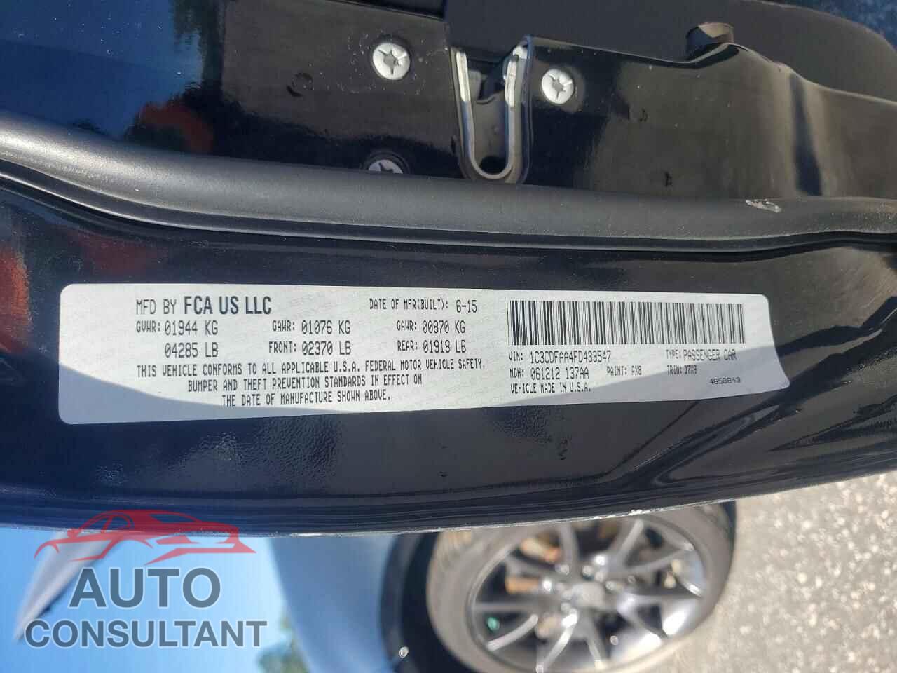 DODGE DART 2015 - 1C3CDFAA4FD433547