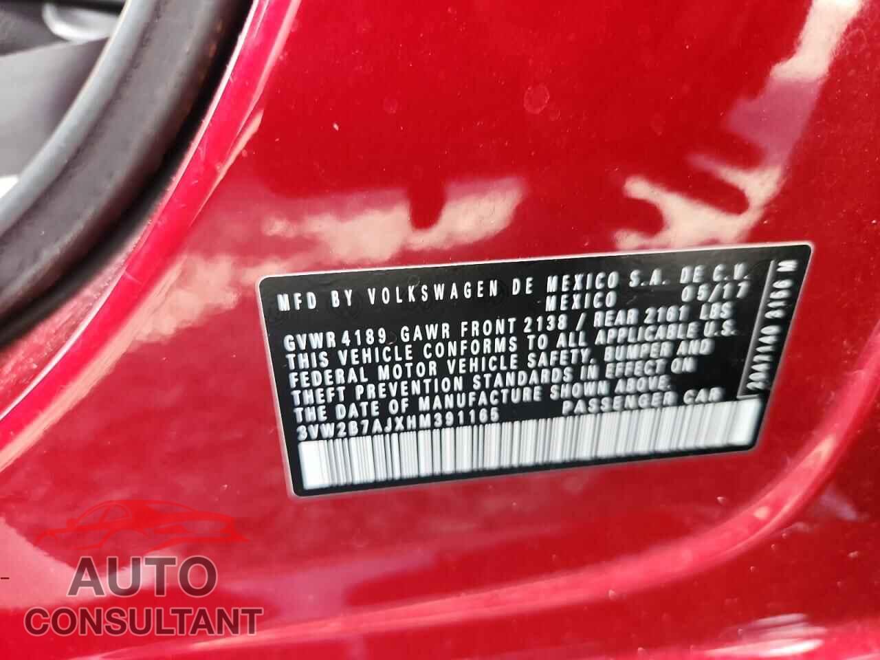 VOLKSWAGEN JETTA 2017 - 3VW2B7AJXHM391165