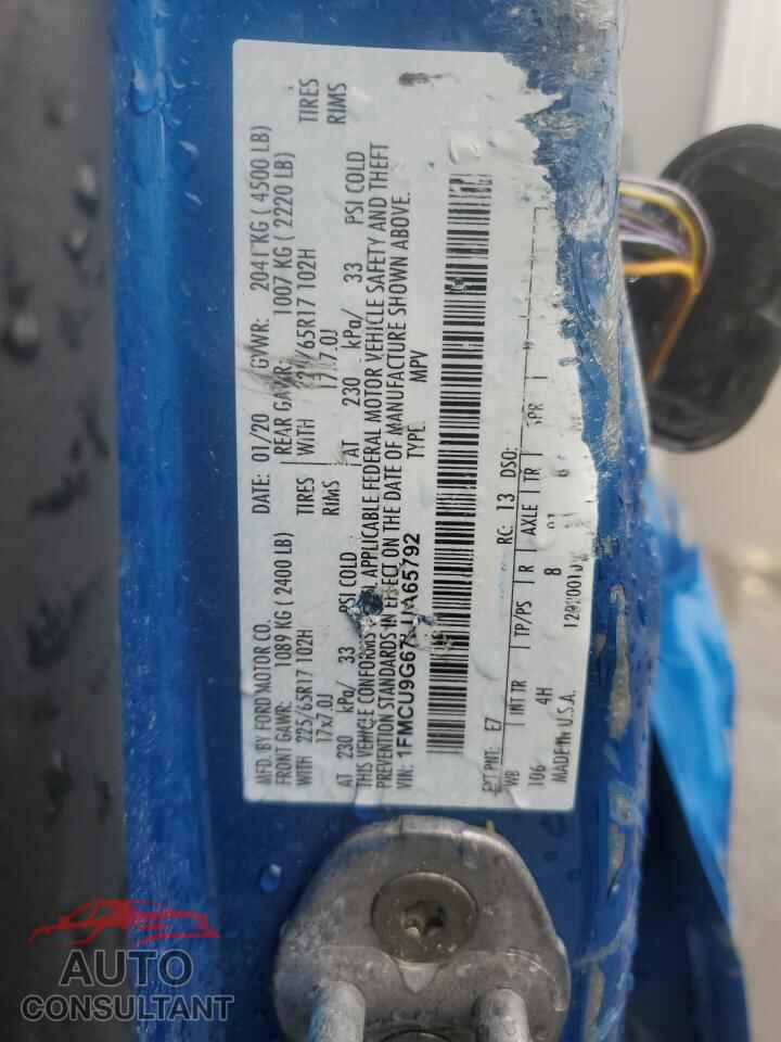 FORD ESCAPE 2020 - 1FMCU9G67LUA65792
