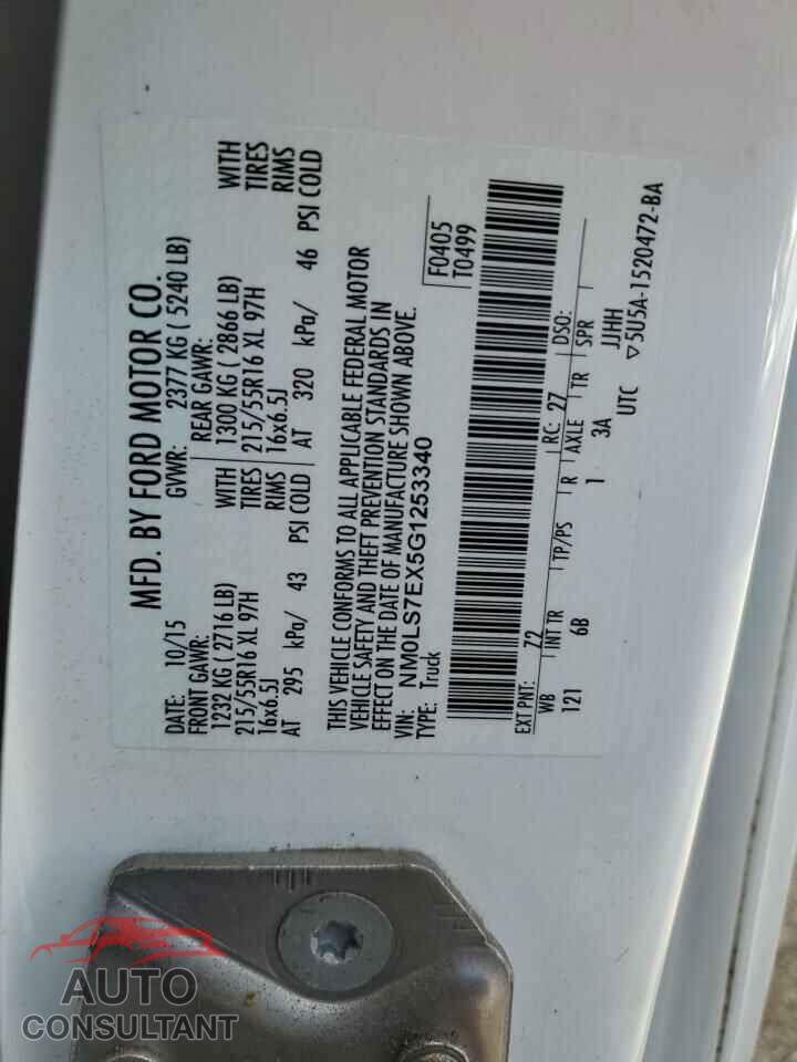 FORD TRANSIT 2016 - NM0LS7EX5G1253340