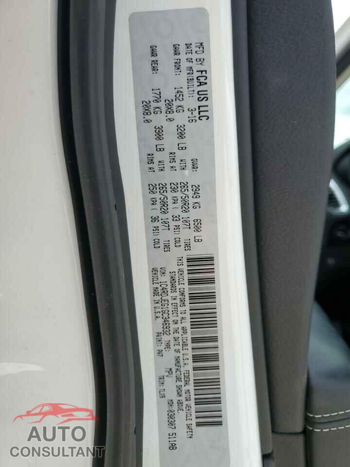 DODGE DURANGO 2016 - 1C4RDJEG1GC346932