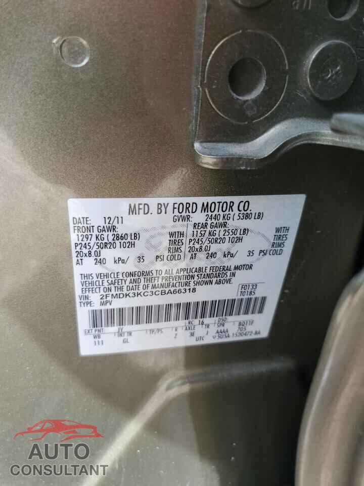 FORD EDGE 2012 - 2FMDK3KC3CBA66318