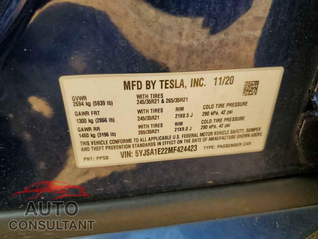 TESLA MODEL S 2021 - 5YJSA1E22MF424423