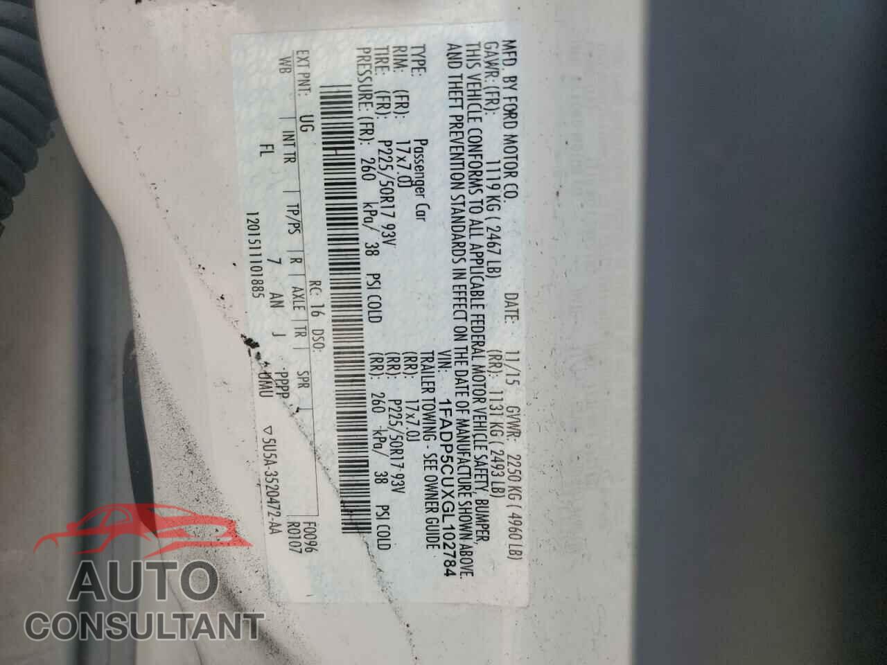 FORD CMAX 2016 - 1FADP5CUXGL102784