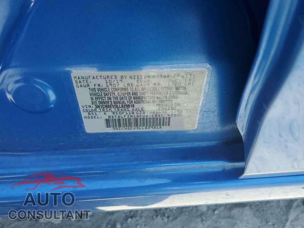 NISSAN VERSA 2020 - 3N1CN8EV3LL829818