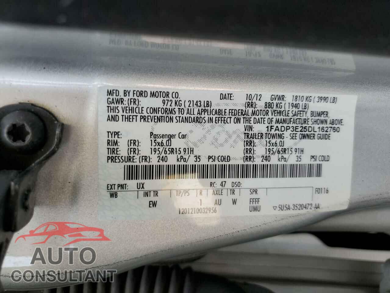 FORD FOCUS 2013 - 1FADP3E25DL162760