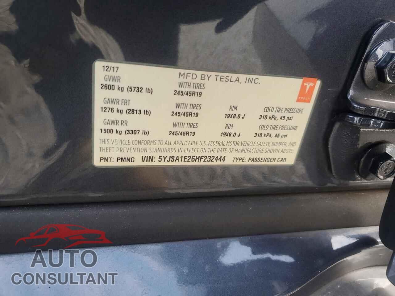 TESLA MODEL S 2017 - 5YJSA1E26HF232444