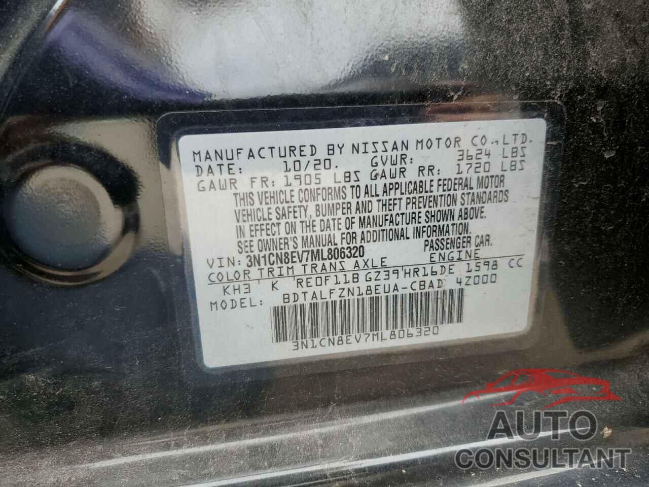 NISSAN VERSA 2021 - 3N1CN8EV7ML806320