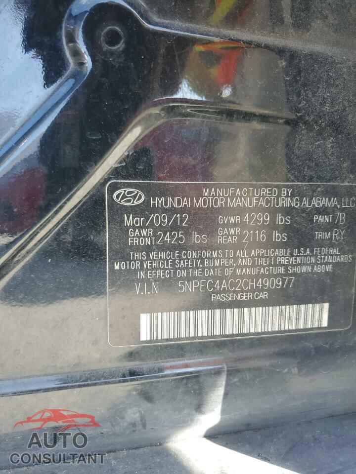 HYUNDAI SONATA 2012 - 5NPEC4AC2CH490977