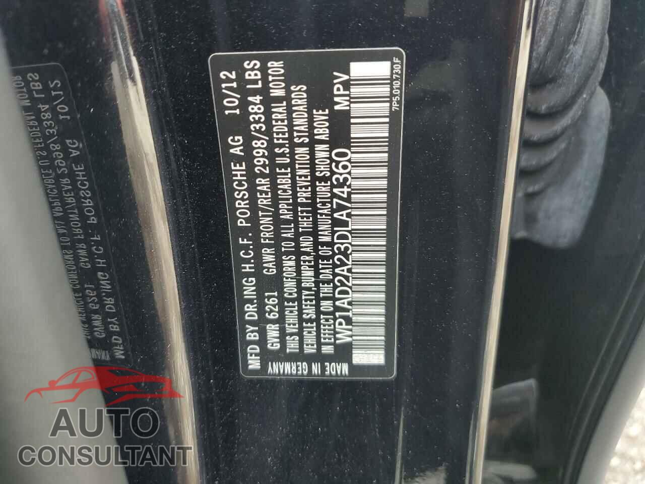 PORSCHE CAYENNE 2013 - WP1AD2A23DLA74360
