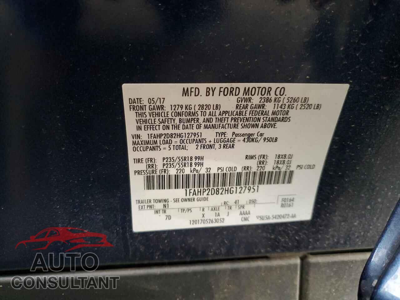 FORD TAURUS 2017 - 1FAHP2D82HG127951