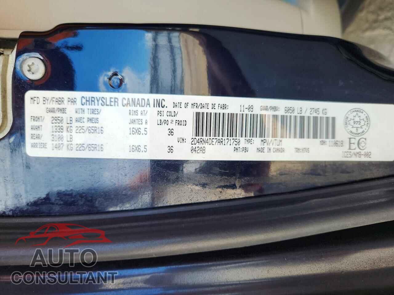 DODGE CARAVAN 2010 - 2D4RN4DE7AR171750