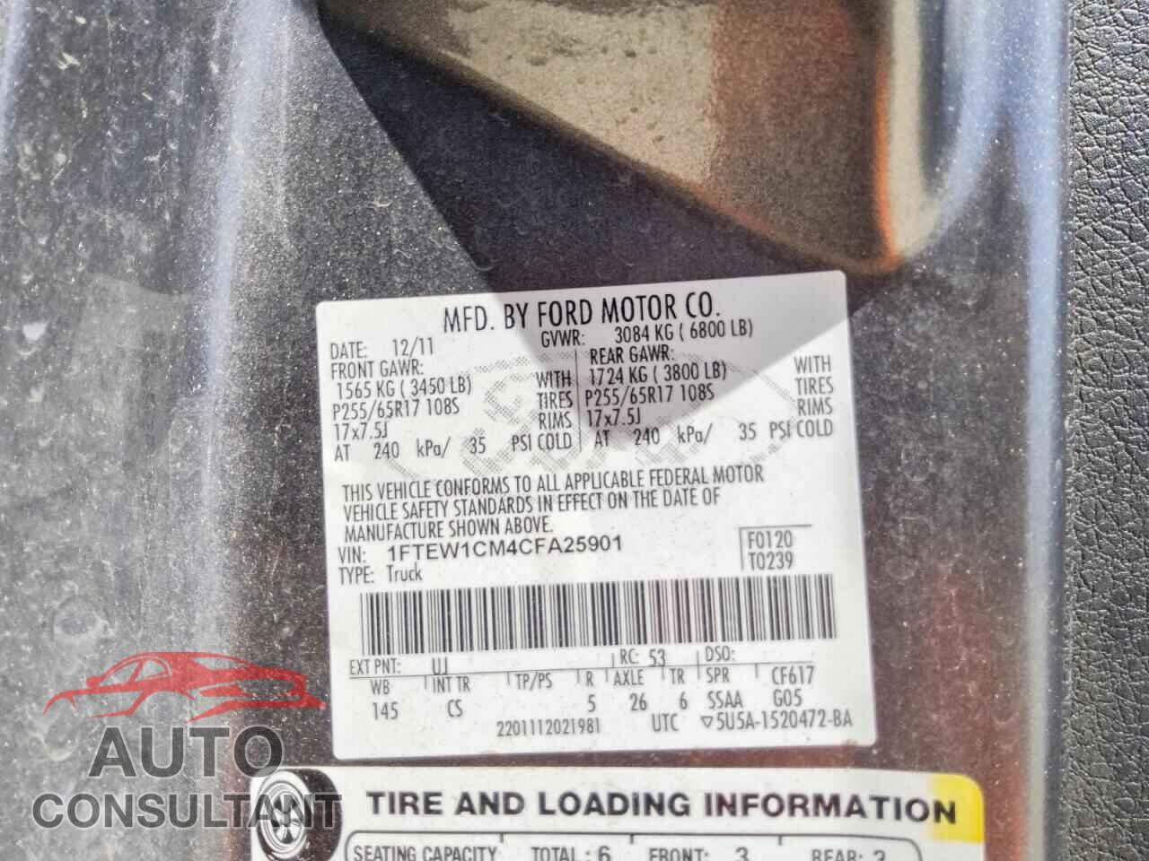 FORD F150 2012 - 1FTEW1CM4CFA25901