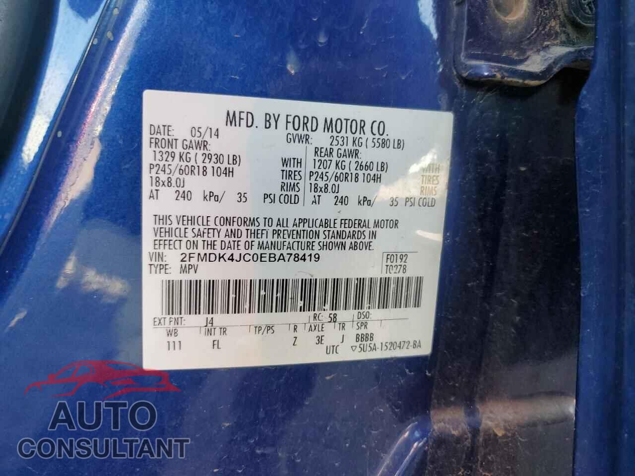 FORD EDGE 2014 - 2FMDK4JC0EBA78419