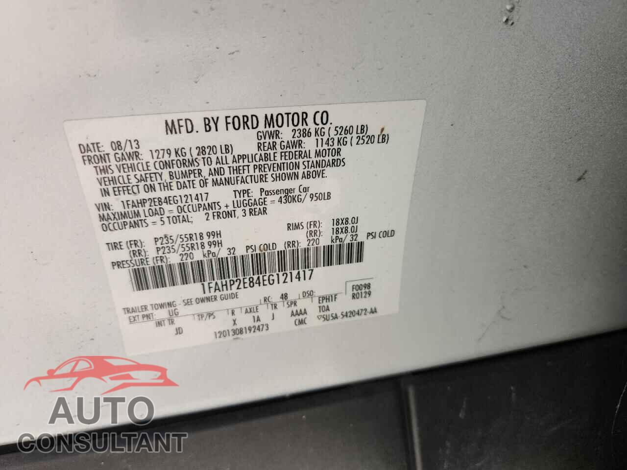 FORD TAURUS 2014 - 1FAHP2E84EG121417