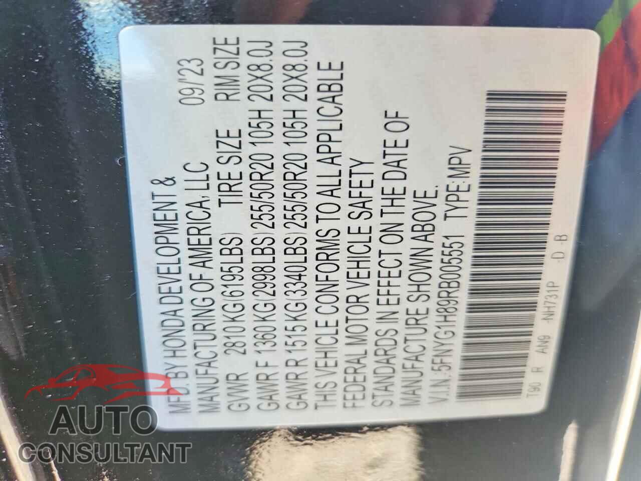 HONDA PILOT 2024 - 5FNYG1H89RB005551