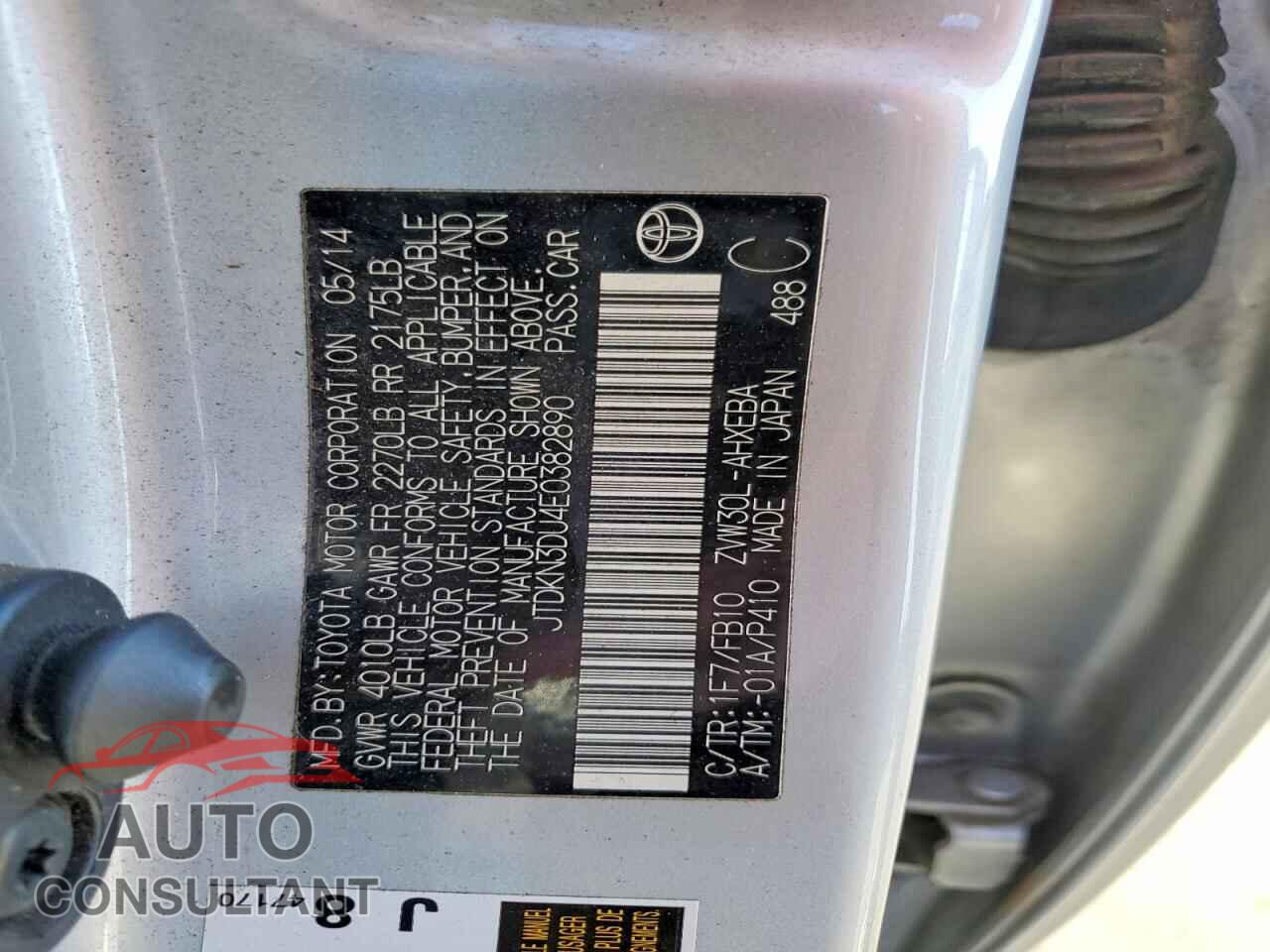 TOYOTA PRIUS 2014 - JTDKN3DU4E0382890