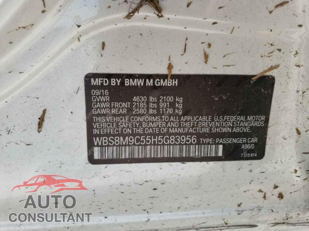 BMW M3 2017 - WBS8M9C55H5G83956