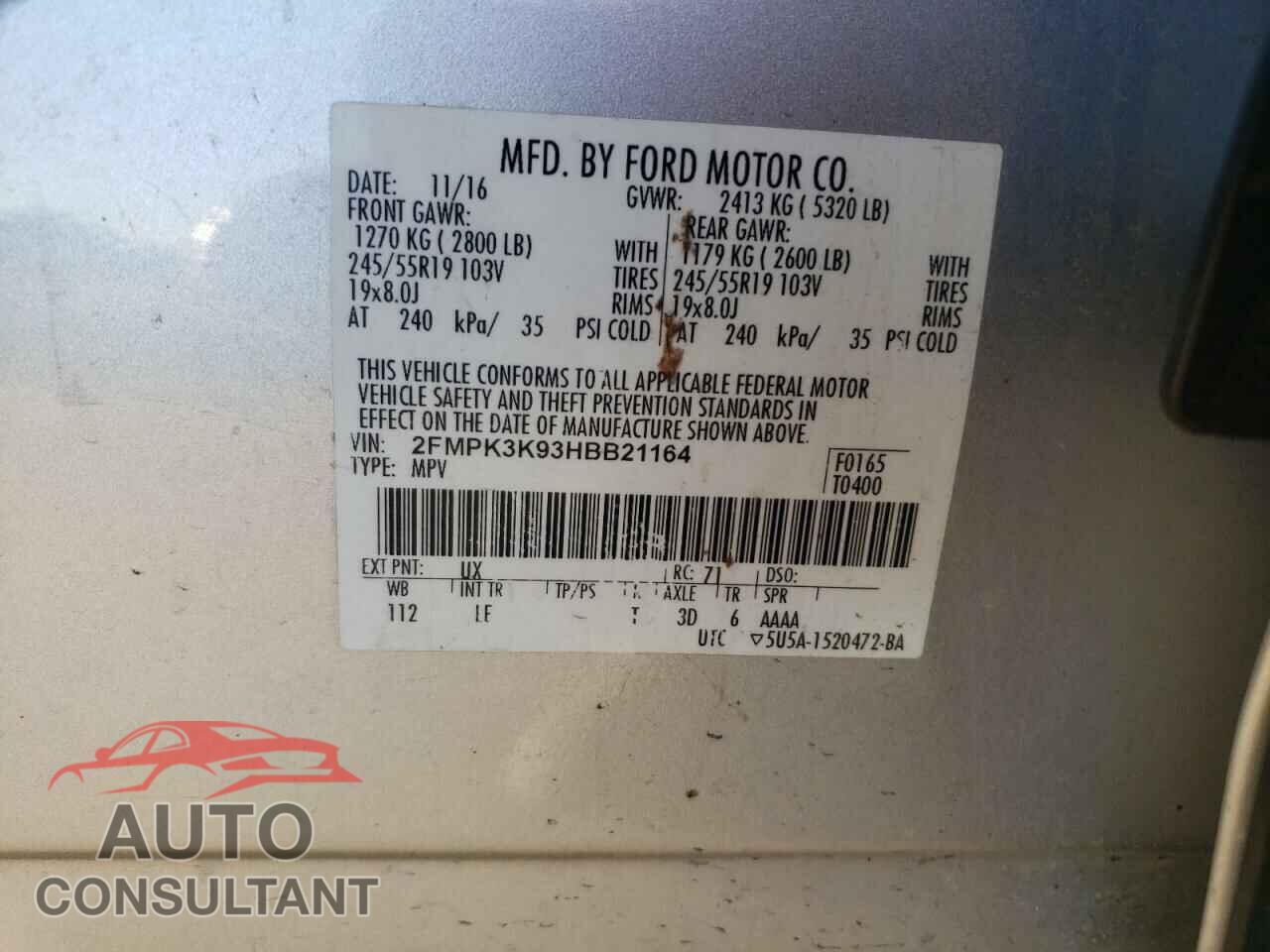FORD EDGE 2017 - 2FMPK3K93HBB21164