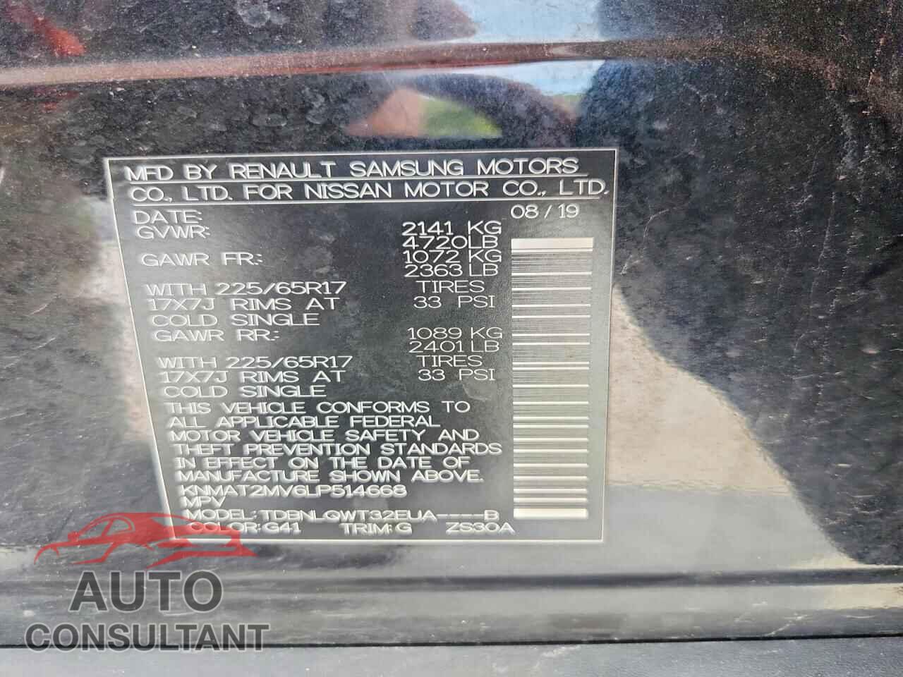 NISSAN ROGUE 2020 - KNMAT2MV6LP514668