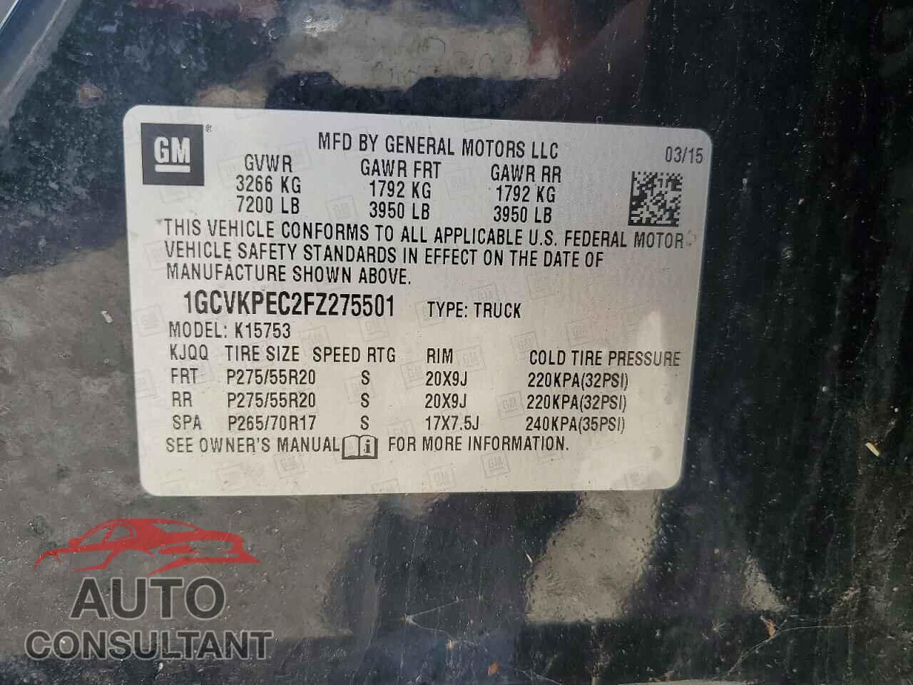 CHEVROLET SILVERADO 2015 - 1GCVKPEC2FZ275501