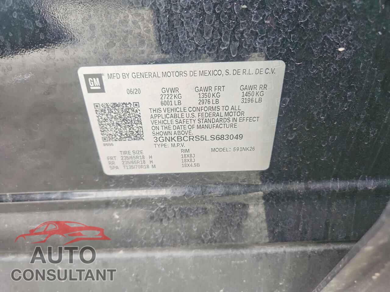 CHEVROLET BLAZER 2020 - 3GNKBCRS5LS683049