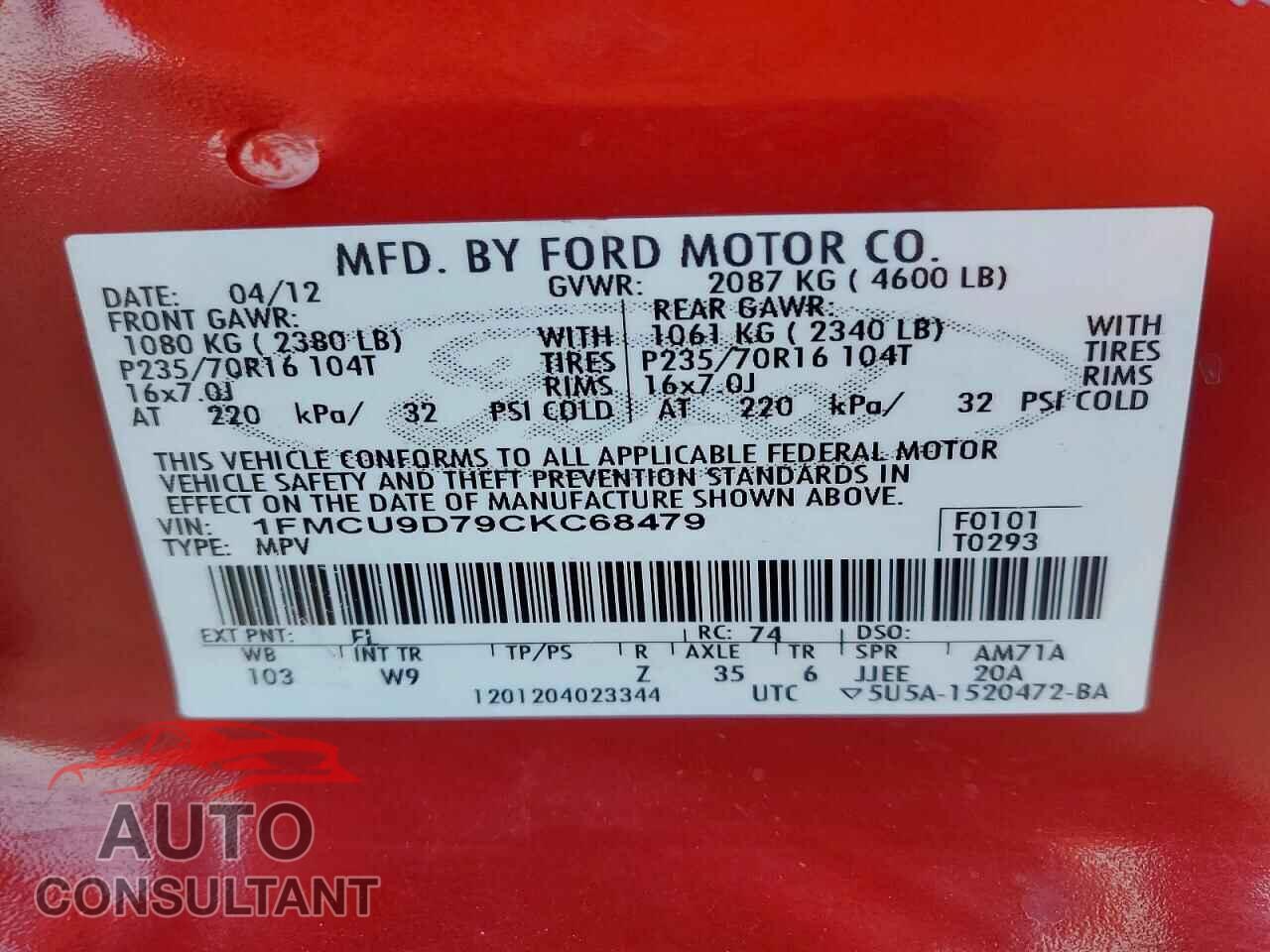 FORD ESCAPE 2012 - 1FMCU9D79CKC68479
